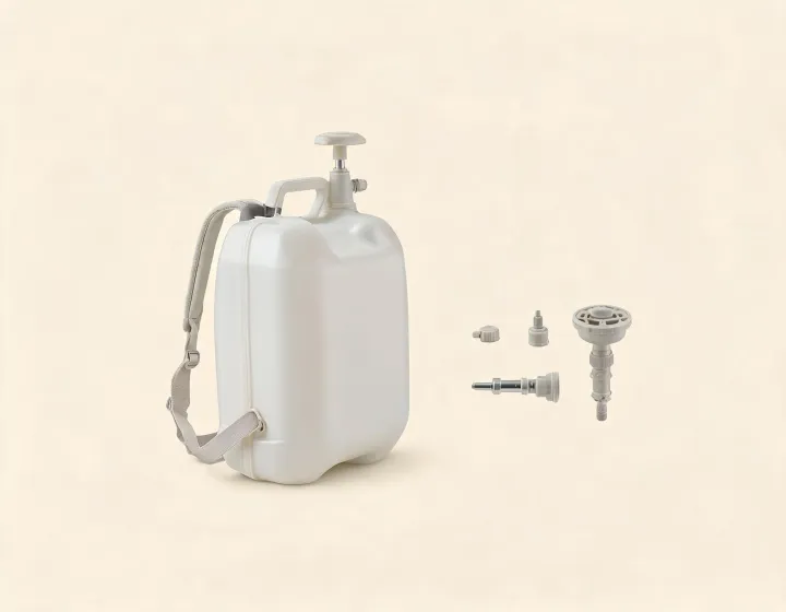 Unbranded backpack sprayer with interchangeable nozzle components